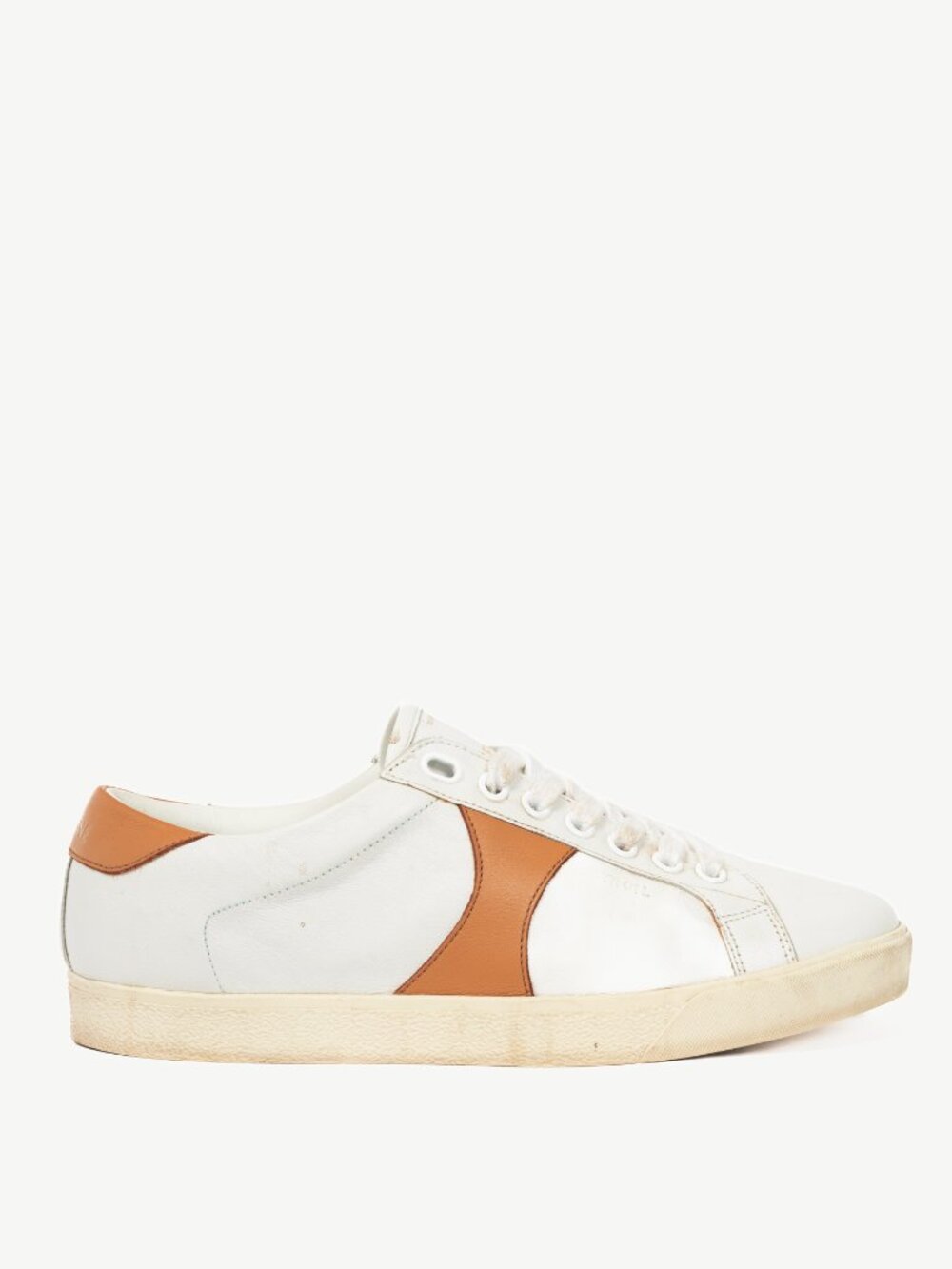 Celine Triomphe "Off-White & Beige" Calfskin Low Lace-Up Sneakers